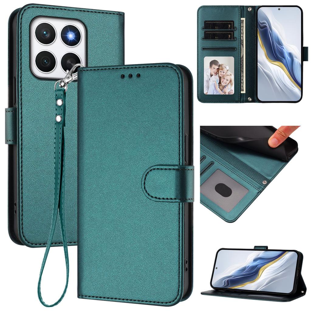 For Honor X8c 4G Leather Case Wallet Stand Phone Cover with Wrist Strap