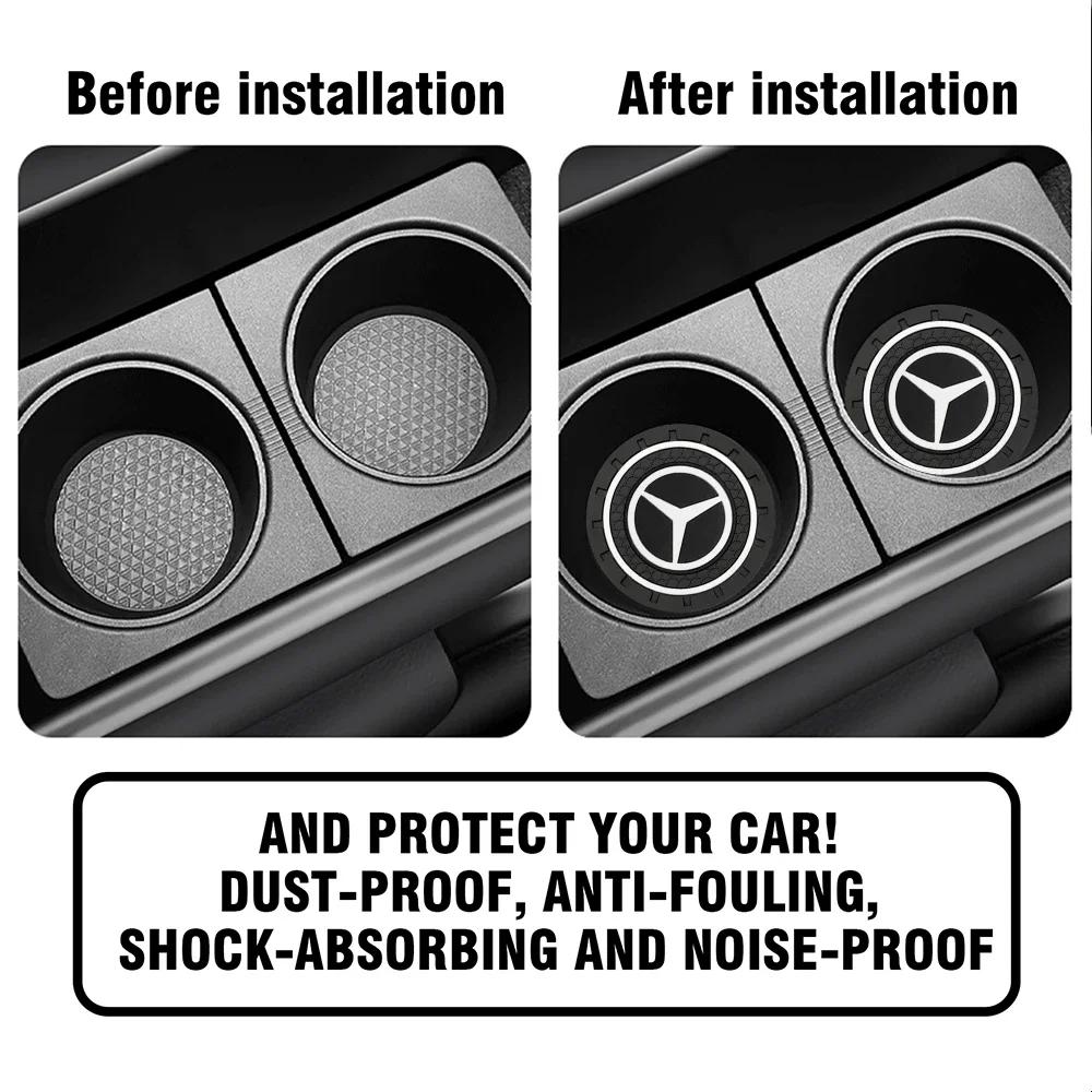 Autoaufkleber 2 Stück Silikon Auto Untersetzer Wasserbecher Flasche Anti-Rutsch-Pad Anti-Rutsch-Matten für Mercedes Benz AMG C200 C260 C300 W108 W12