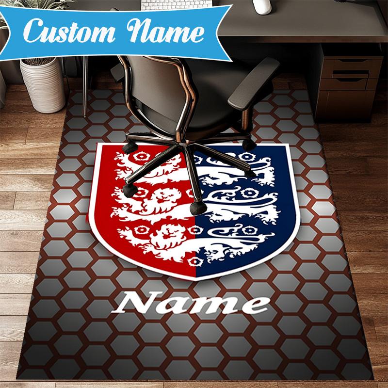 Custom Name England Football Crest Rug Game Carpet, Floor Mat for Bedroom Living Room Entryway Rug, Home Decor Idea Gift for Christmas Birthday