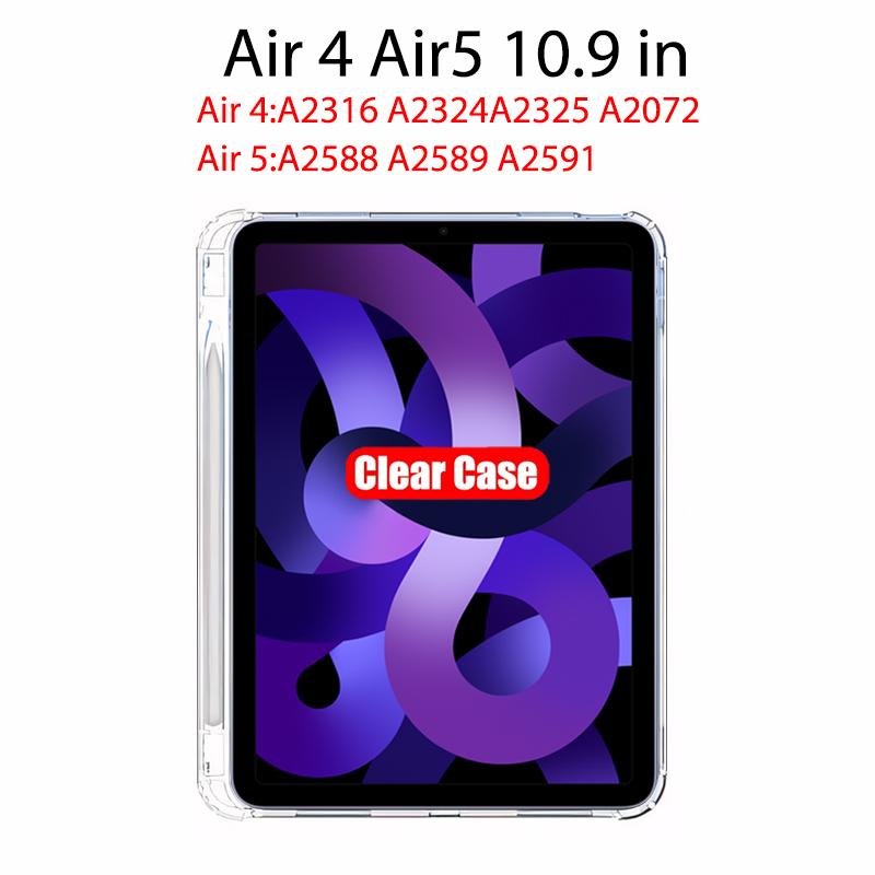 Clear Case For iPad 10th 9th 8th 7th 6th 5th Generation With Pencil Holder Case iPad Air 11 5 4 3 Pro 13 12.9 Mini 6 7 Tpu Cover