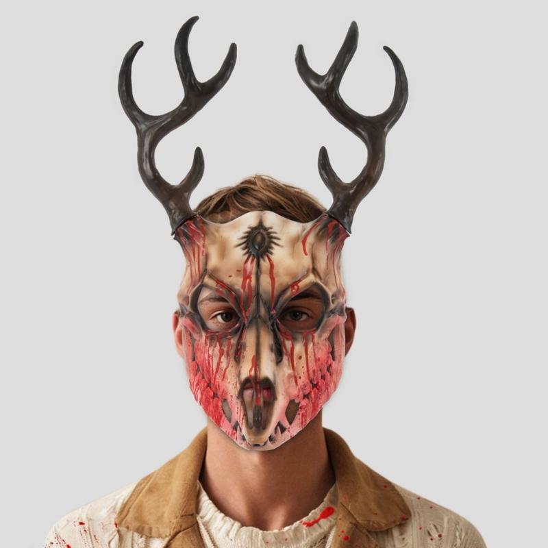 Reindeer Mask Full Face Mask Masquerade Mask Antler Mask Deer Head Mask Halloween Party Mask Carnivals Mask