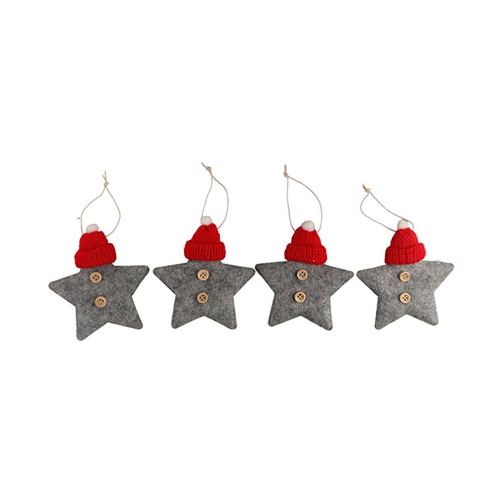 Decorative Knitted Hat Xmas Wool Felt Hanging Pendant Stars Ornaments Christmas Tree Decoration