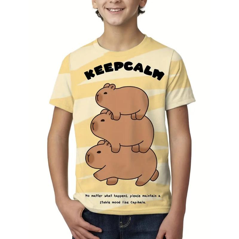 Cute Cartoon Capybara Graphic T Shirt Men Women 2025 Summer New Animal Capybara T-Shirts Casual Oversized Kids Boys Tees Tops