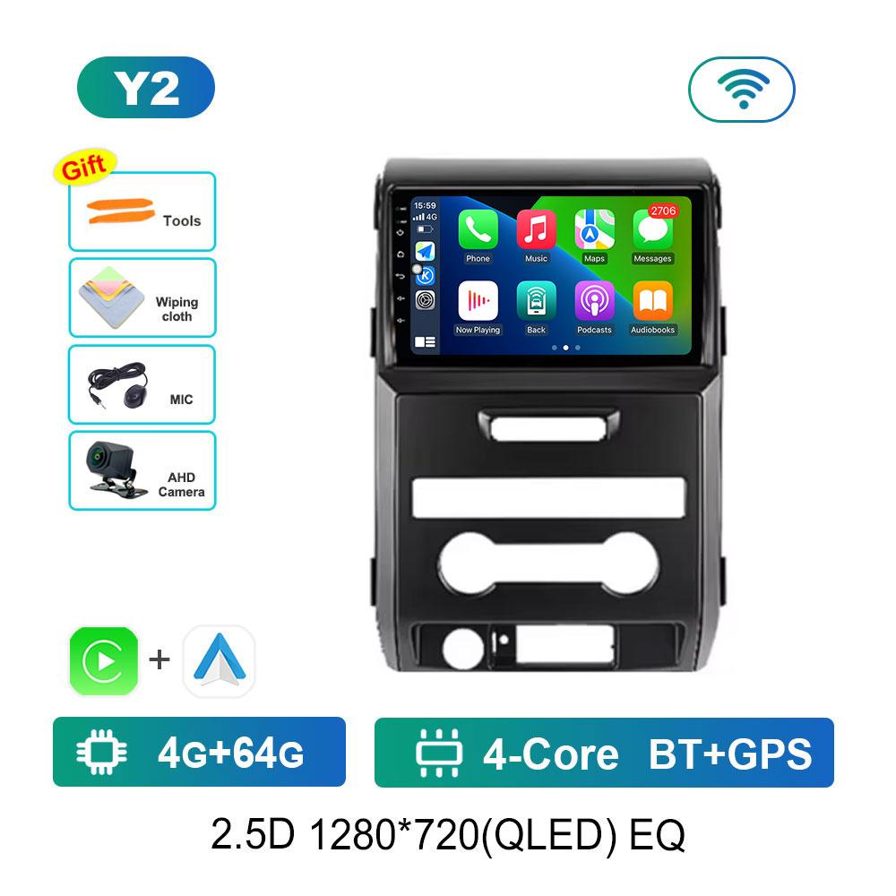 GPS Car Video Multimedia Player Android 14 Bluetooth 4G WiFi for Ford F150 P415 Raptor 2008 - 2014 QLED Touch Screen DSP Stereo