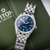 TITONI Plum Blossom Airmaster Series Automatic Mechanical Movement Fashionable Casual Blue Dial Stainless Steel Case Stainless Steel Strap 83906 S-701