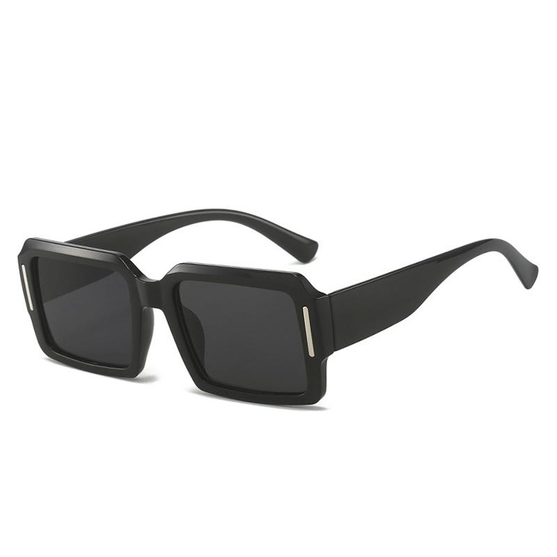 

SO&EI Ins Popular Fashion Square Punk Men Gradient Sunglasses Shades UV400 As the picture черный серый