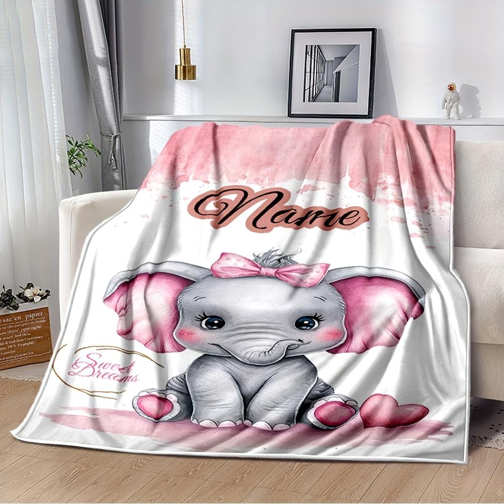 Pink Elephant Customize Your Name Blanket Used For Chair Office Sofa Bed Camping Soft And Warm Giving Friends And Relatives Birthday Gifts Graduation