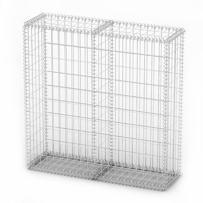 VidaXL Gabion Basket with Lid Galvanized Wire 100x100x30 Cm Fence 141041