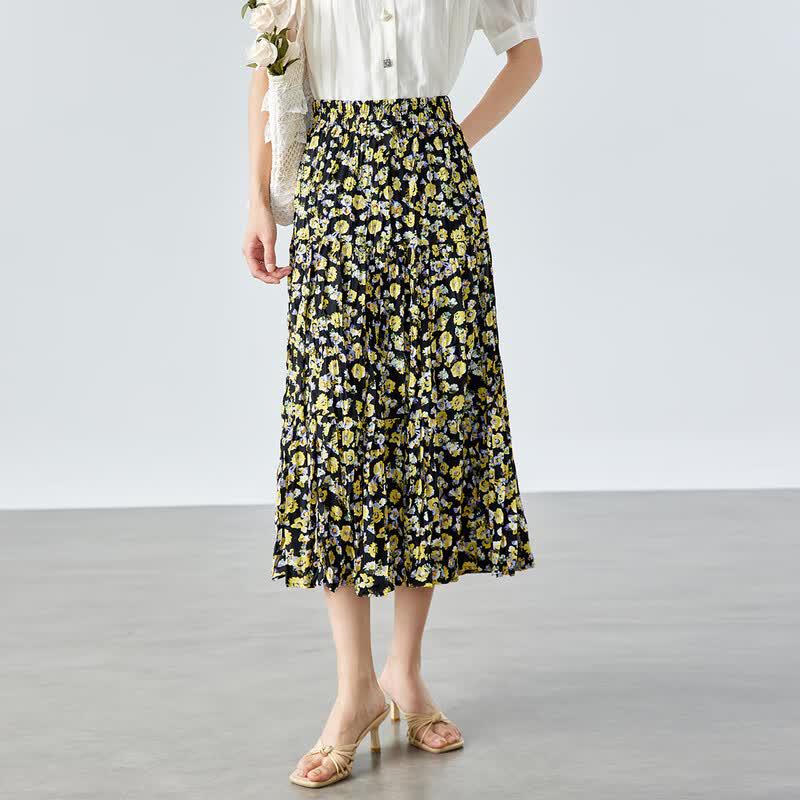 CARBAMMI Floral A-Linien Midi-Rock