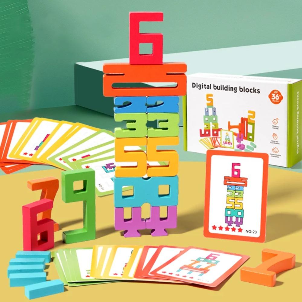 Wooden Digital Building Blocks Creative Puzzle Stacking Toys Montessori Educational Toys for Kids Preschool Learning Activities