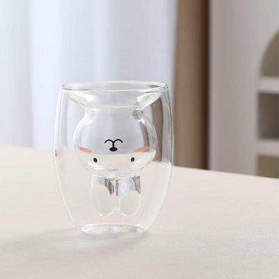Cute Double-Wall Glass Rabbit Mug