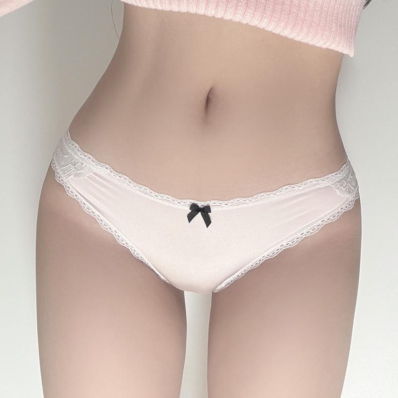 TERMEZY Women's Sexy Low-Rise Briefs Lace Patchwork Seamless Underwear Ice Silk Quick-Dry Body-Hugging Briefs