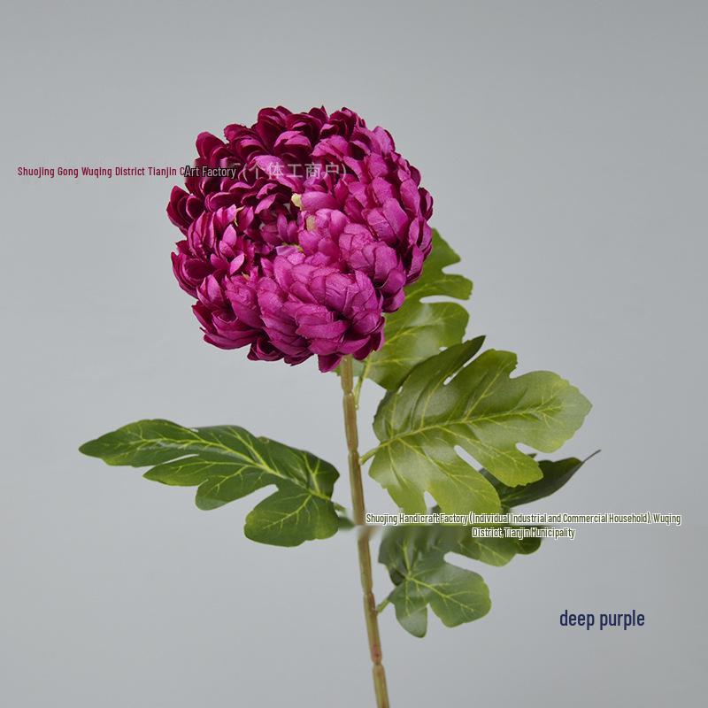 Elegant Chrysanthemum Single Stem: Multi-Layered Artificial Floral Art for Hotel Entrances & Photography Décor.