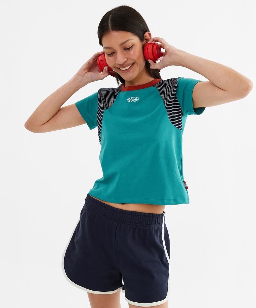 Minasu Mns Raglan Stripe T Shirt_Mint