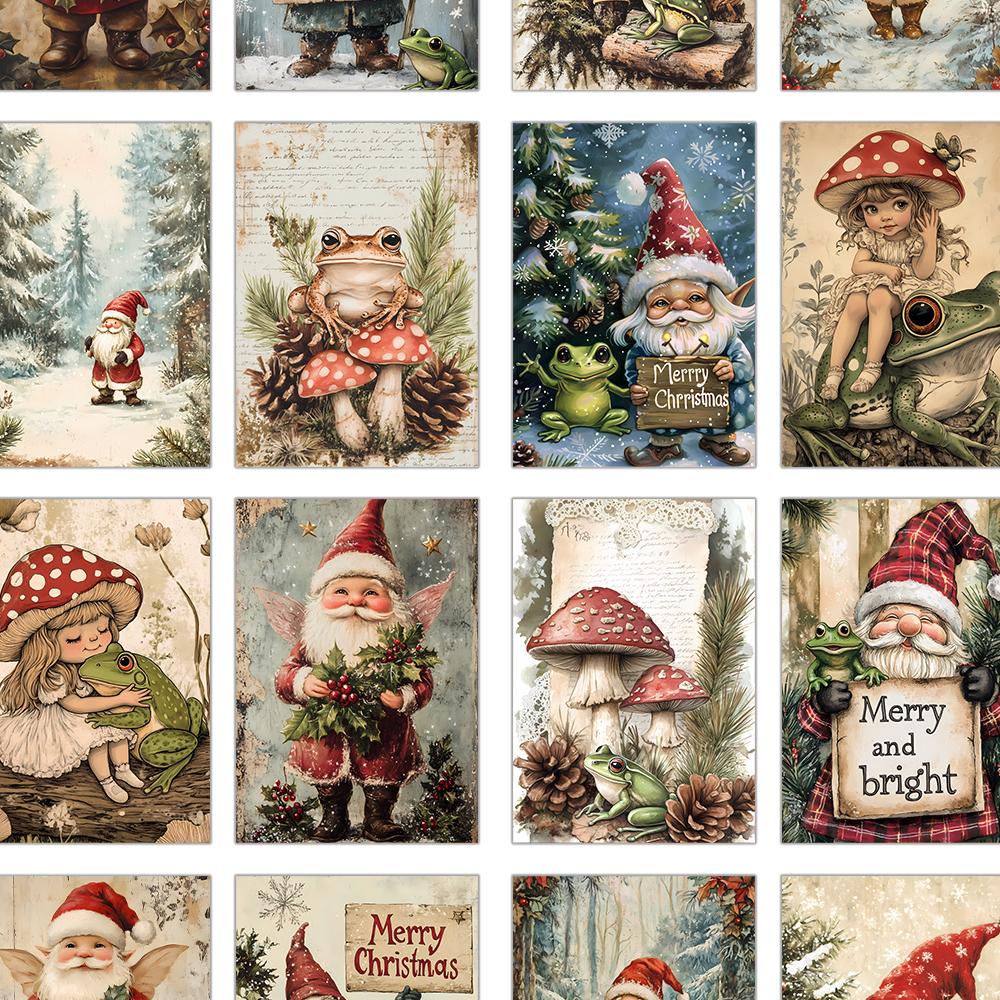 32pcs, Christmas Gnome Postcard, Cute and Retro, Birthday/anniversary Gift, Collectible, Suitable for Gift-giving, Can Be Mailed