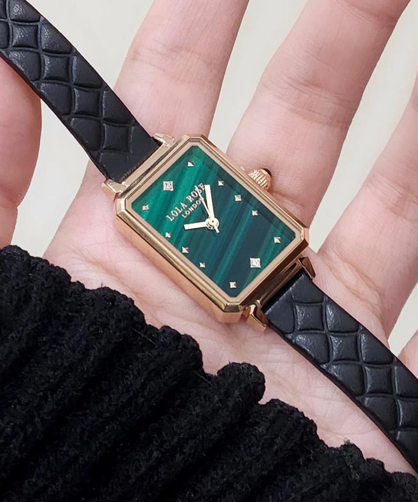 Lollalojeu Ms. Lola Malachite Textured Quilted Women'S Leather Watch