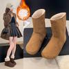 Women's thick-soled medium mid-calf winter lightweight warm anti-cold padded snow boots non-slip wear casual sneakers Martin cotton boots