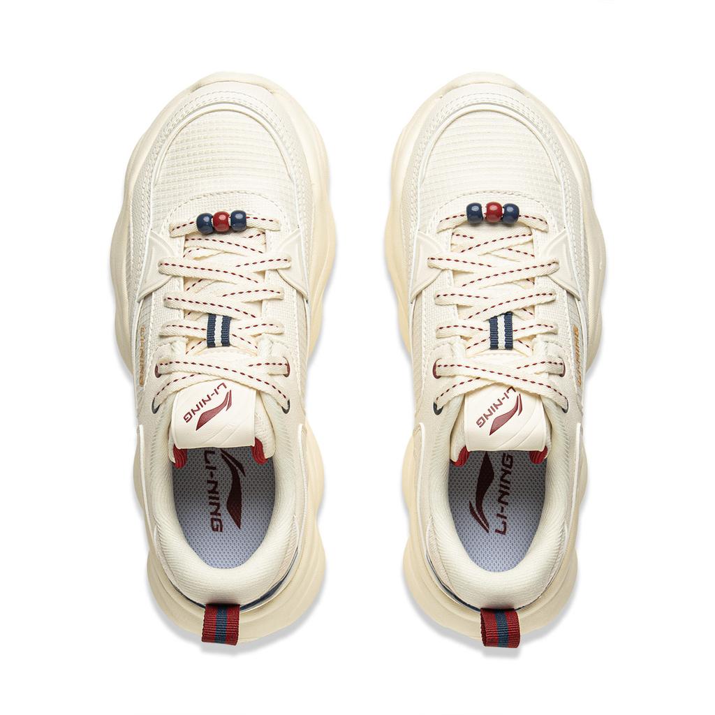 Li Ning Cloud Cushioning Slip Resistant Abrasion Resistant Lightweight Low Top Casual Shoes Women's Ecru AGCV324-3