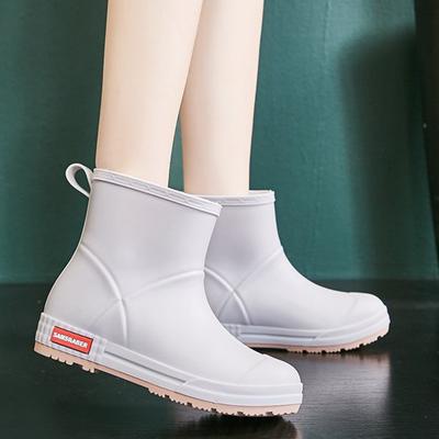 Rain Boots Women’s Outer Wear Fashion Mid-tube Water Shoes Ladies Waterproof Rain Boots Summer Breathable Kitchen Shoes Rain Rubber Shoes