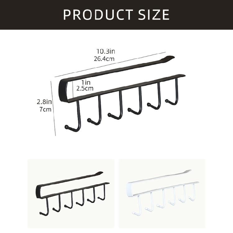 Multipurpose 6 Hook Kitchen Cup Holder Home Accessory for Cabinet and Wall Storage of Mugs and Daily Use Items