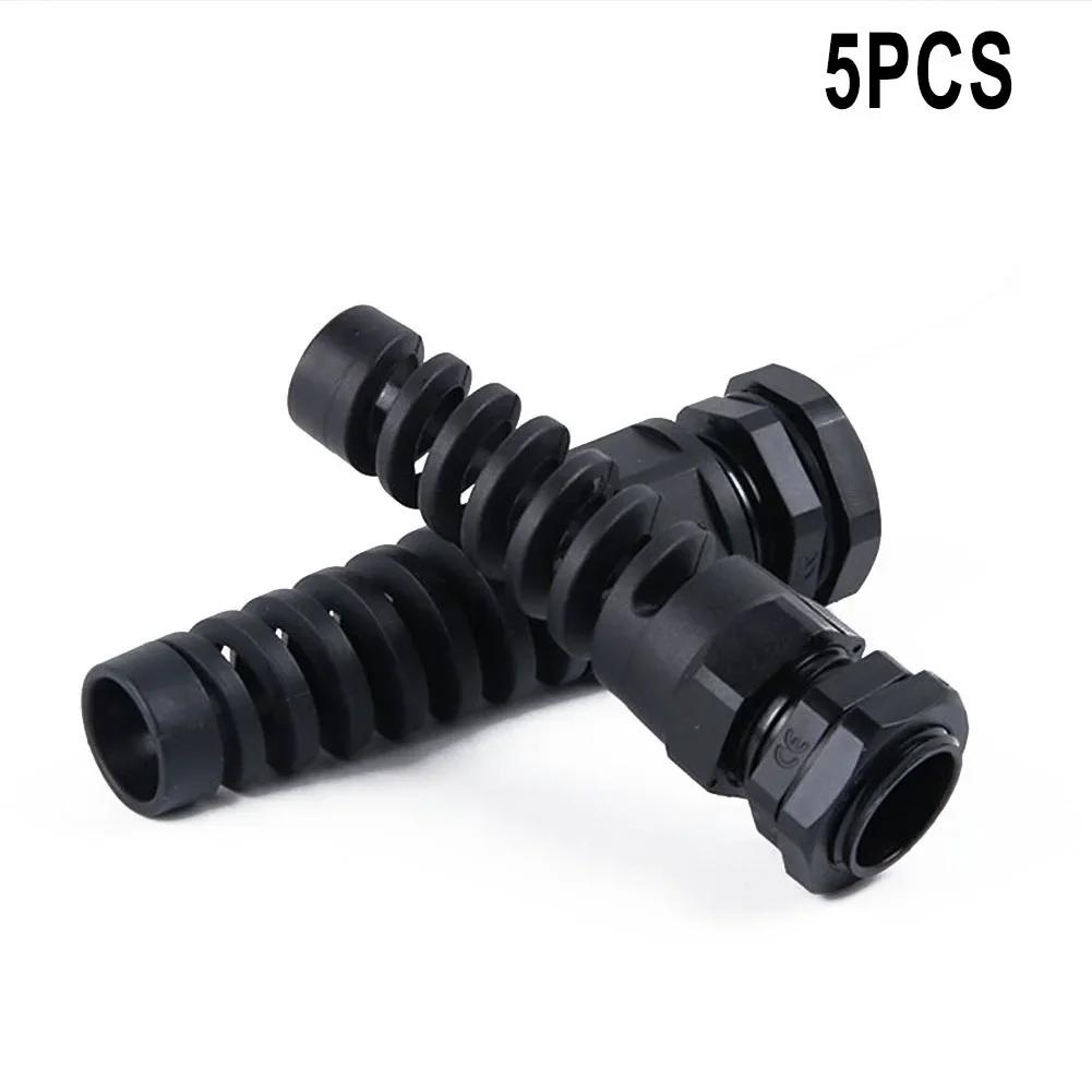Cable Connectors Cable Glands Waterproof IP67 Plastic 5pcs Black Or White Easy To Tighten PG7 M12/PG9 M16/PG11
