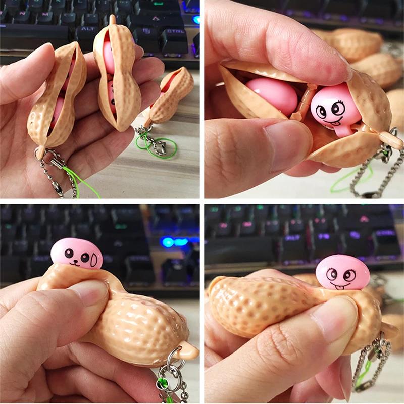 Fidget Toys Decompression Edamame Toys Antistress Popper Toy Infinite Peanut Peas Beans Keychain Fidget Squishy Decompression