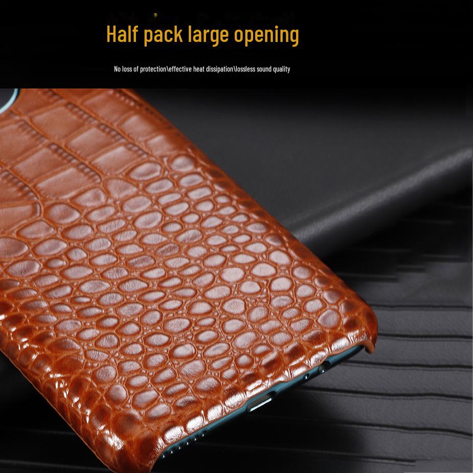 Honor Play 40 Case: Genuine Leather Crocodile Pattern Half-Cover for Play 30Plus & 20Pro
