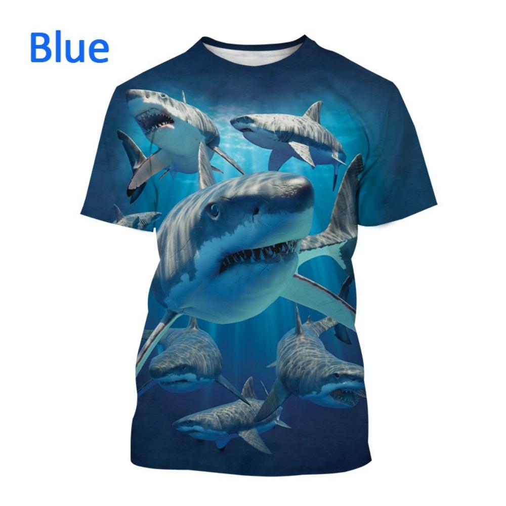 Trendy New Animal Big Shark 3D Printing T-shirt Retro Men's Summer Casual Fashion Men's T-shirt Top