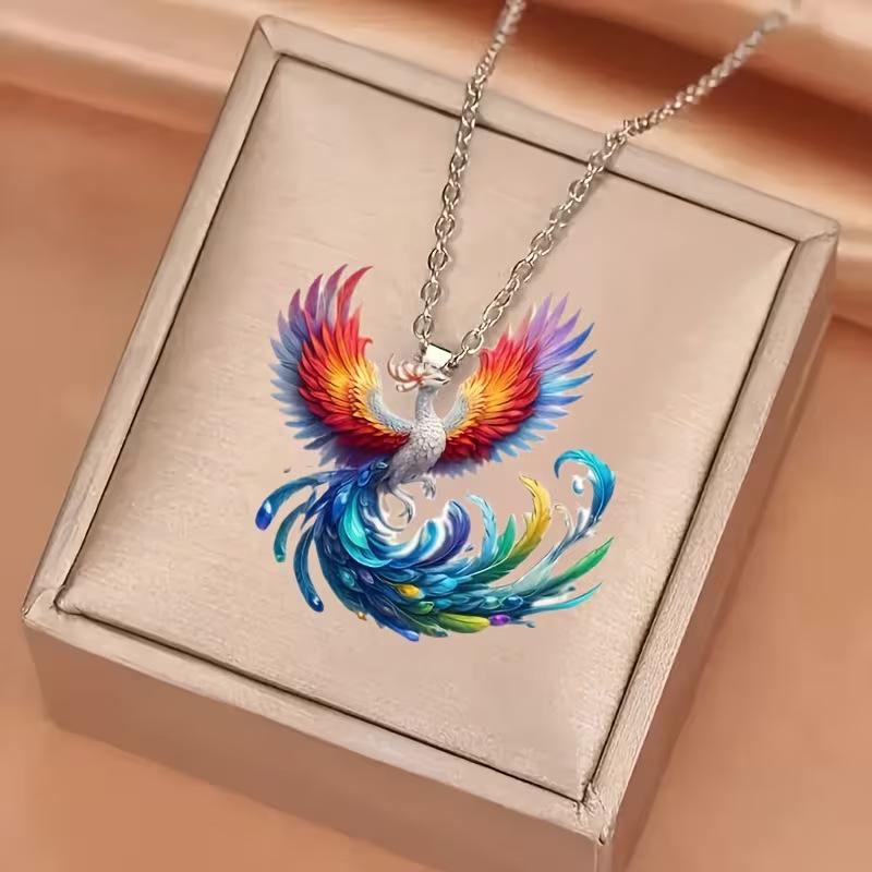Cross-border new colorful phoenix earrings, flat acrylic high-end elegant bohemian angel wing necklace