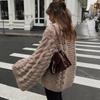 Oversize Knit Pullover Women Casual Lazy Round Neck Kink Solid Sweater Female 2024 Autumn Winter Loose Sleeves Knitwear Lady