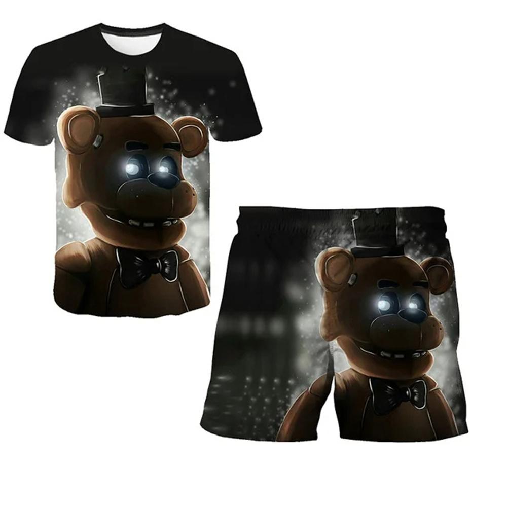 

BoyGirl Five Night at Freddy Одяг Літні костюми з 3D-принтом Дитячі футболки з короткими рукавами Шорти Набори з 2 предметів Терористична гра Дитячий одяг 120