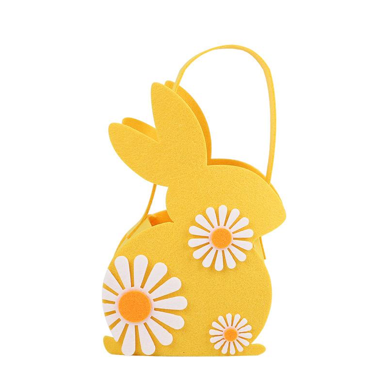 Easter Bunny Shaped Gift Bag Felt Egg Basket with Handle for Easter Decoration and Storage Kids Favors Candy Snacks Bag