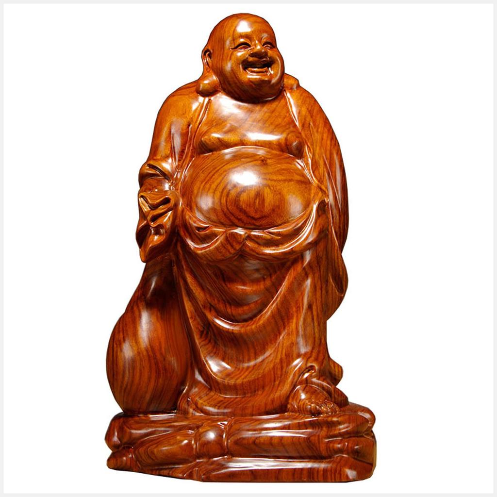 Buddha Holz Sieben Glückliche Holz Holz Gelbe Quitte Hohe Qualität Natürliche Quitte Geld Glück Amulett Höhe 26 Statue, Schnitzerei, Götter, Hotei-sama, Statue,