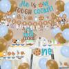 Milk and Cookies Boys First Birthday Party Decor, He Is One Tough Cookies Monthly Milestones Photo Banner Cake Cupcake Topper Balloons for Milk and