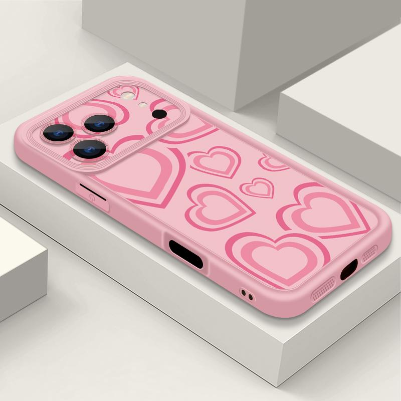 For iPhone 17 Pro Max Case Y2K Retro Gradient Love Hearts Pattern Shockproof Bumper Soft Silicone Cover For iPhone 16 15 14 13 Pro 12 11 16E Air