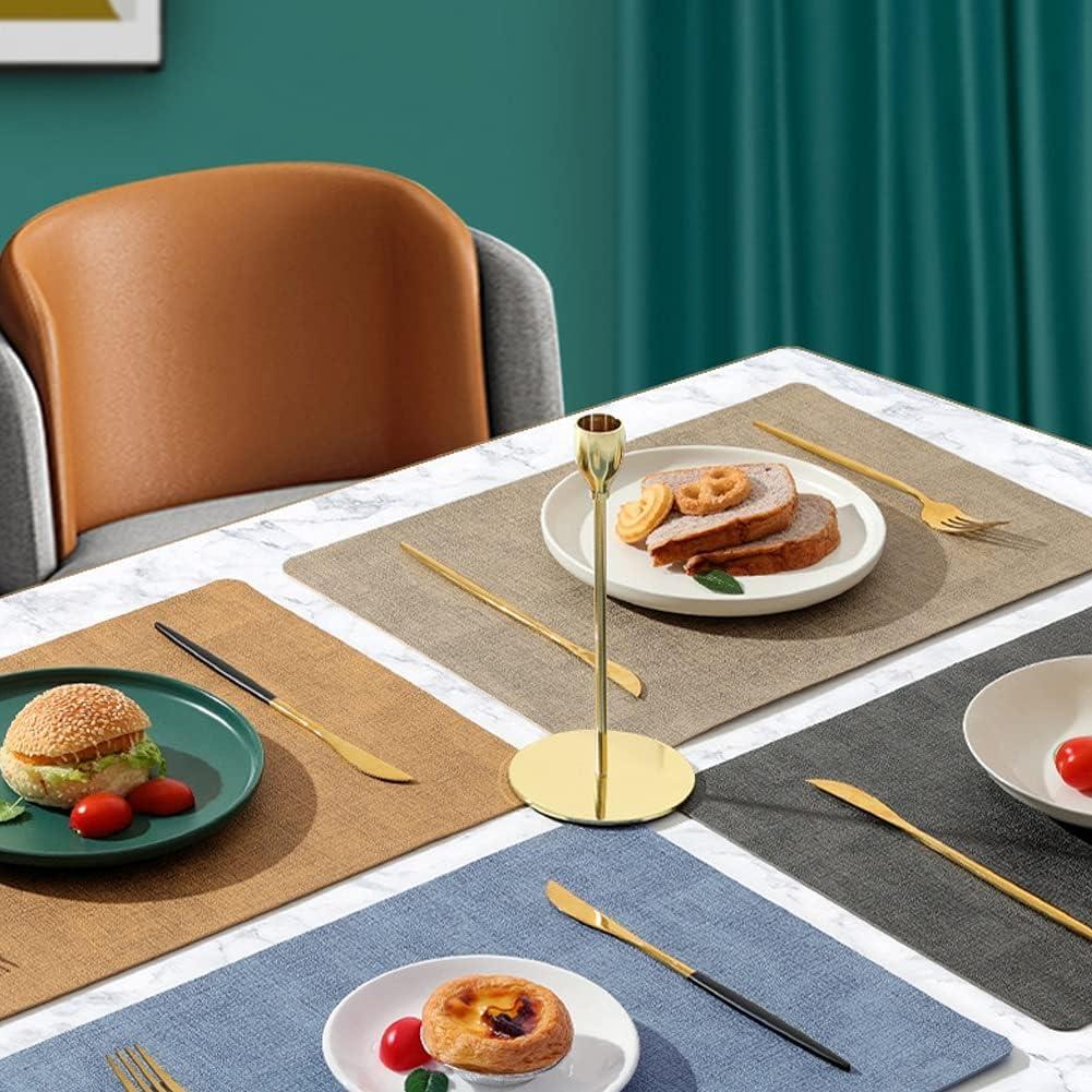 Leather Table Place Mats,Dual-Sided Cloth Pattern Rectangle Placemats for Dining Table Heat-Resistant Waterproof Mats, Placemats