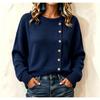 Womens Oversized Knit Sweater Loose Fit Round Neck Long Sleeve Button Front Acrylic Pullover Fall Winter 2026