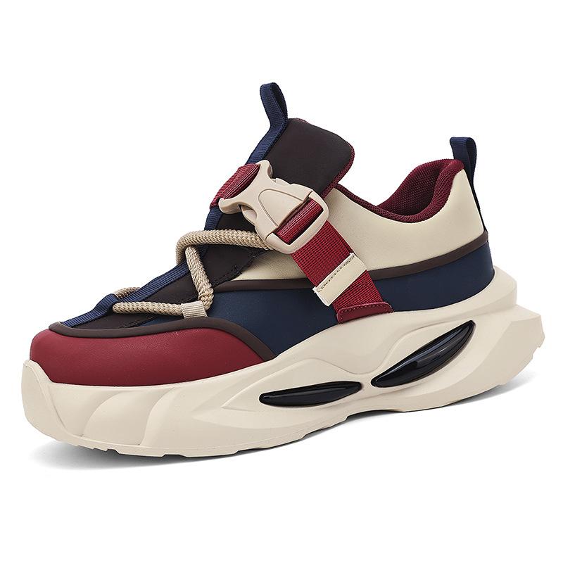 

Весенне-осенние кроссовки «папины», ретро, на толстой подошве, увеличивающие рост, мужские, подростковые, контрастного цвета, с пряжкой-башней, трендовые, износостойкие, повседневные кроссовки 44