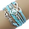 Infinity Love Heart Pearl Friendship Antique Leather Charm Bracelet S