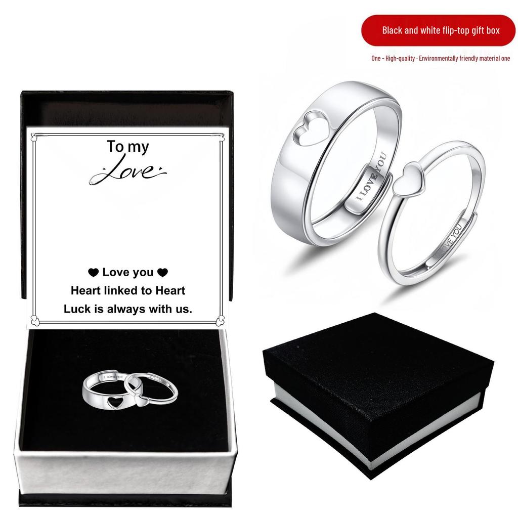 European & American Luxury Heart-Shaped Couple Rings – Romantic Valentine's Day Gift for Her