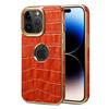 Denior Apple 15Pro leather sticker mobile phone case iPhone14ProMax crocodile pattern electroplating protective case