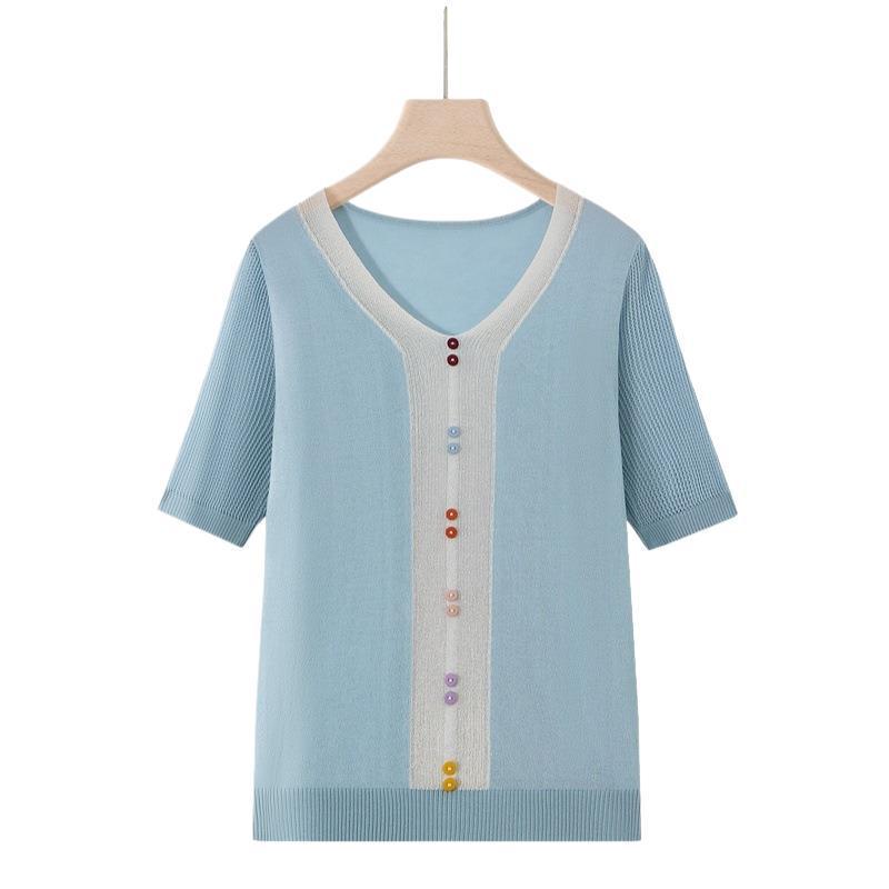 Mother’s Day Stylish Ice Silk Short-Sleeved T-shirt for Middle-Aged and Elderly Women - Summer 2026 Edition