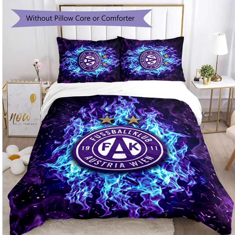 Austria Wien FC Printed 3PCS Bedding Set Breathable Duvet Cover with Pillowcases Decorative Bed Linen for Bedroom Home