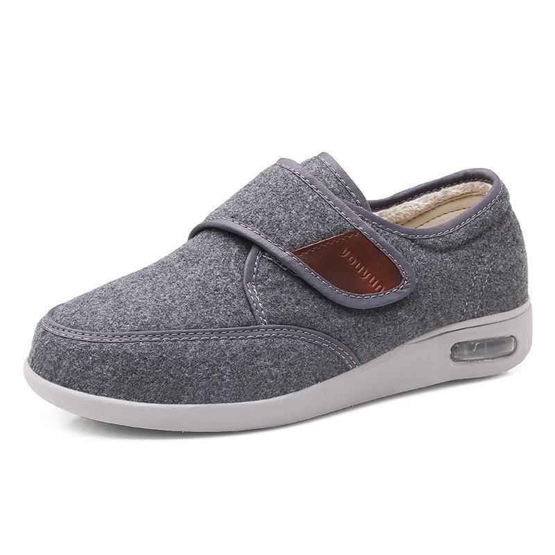XIHAHA New Autumn and Winter Old People Shoe Senile Wide Feet Swollen Shoes Eversion Soft Comfortable Diabetic Walking Shoes