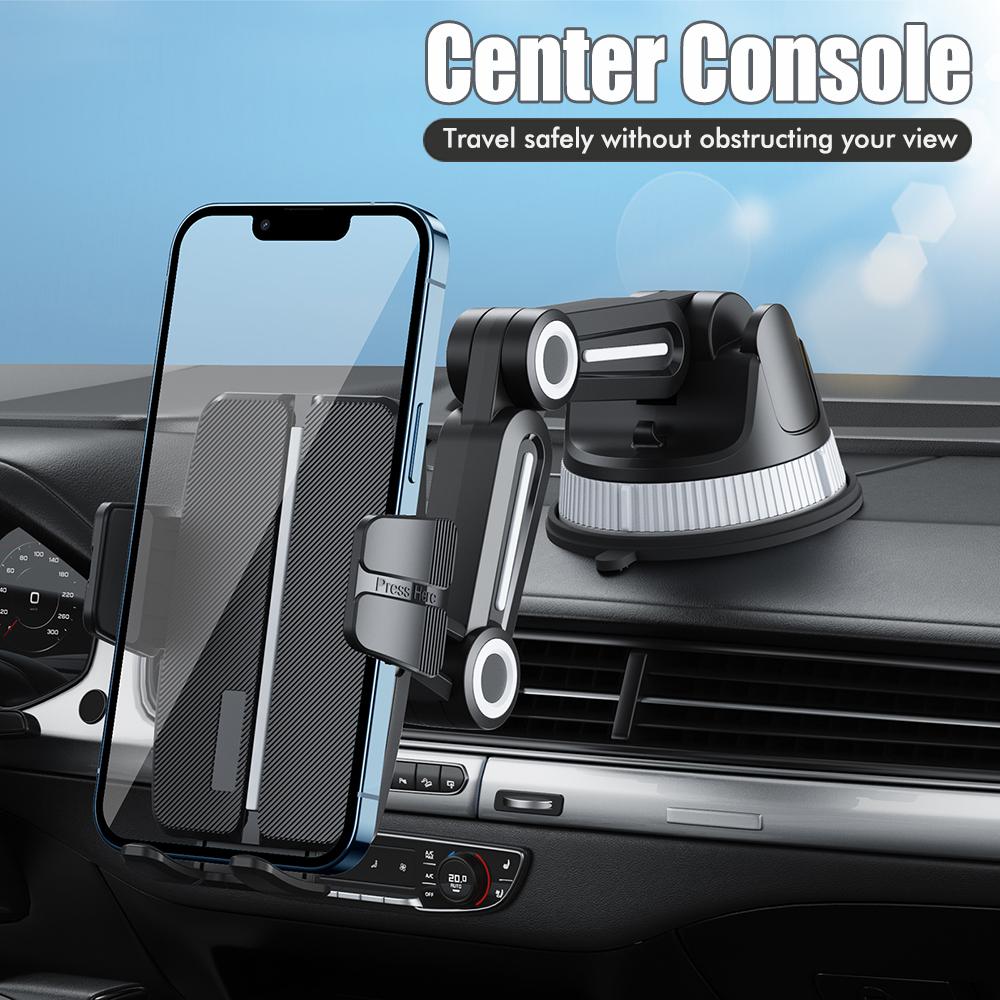 Car Phone Holder with Suction Cup Base Multi-Functional Car Navigation Mount for Windshield and Dashboard
