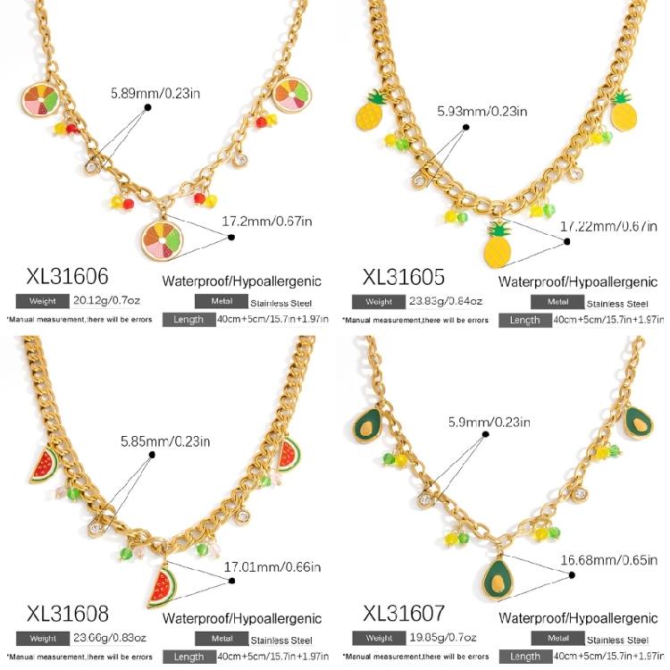 Elegant Country Fruit Charm Necklace Colorful Statement Neckchain Handmade Jewelry for Everyday and Special Occasions