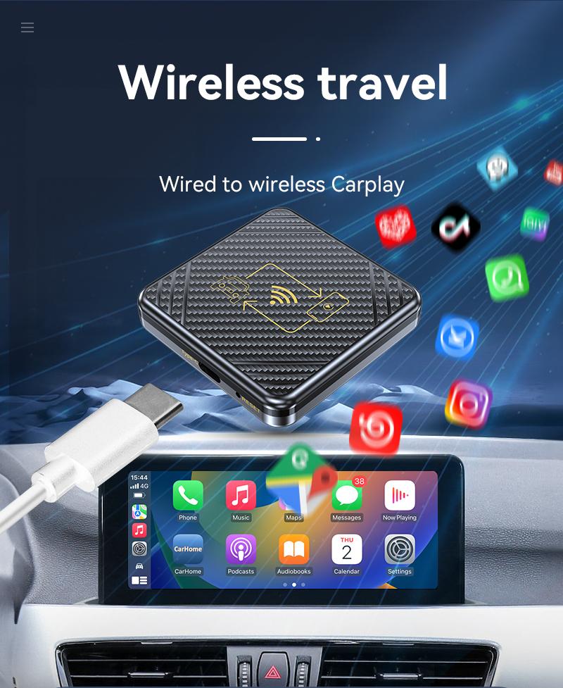 2 In 1 Wireless CarPlay Dongle Wireless Android Auto Box For Car Radio Wired CarPlay Plug and Play Auto Connect USB/Type C Port