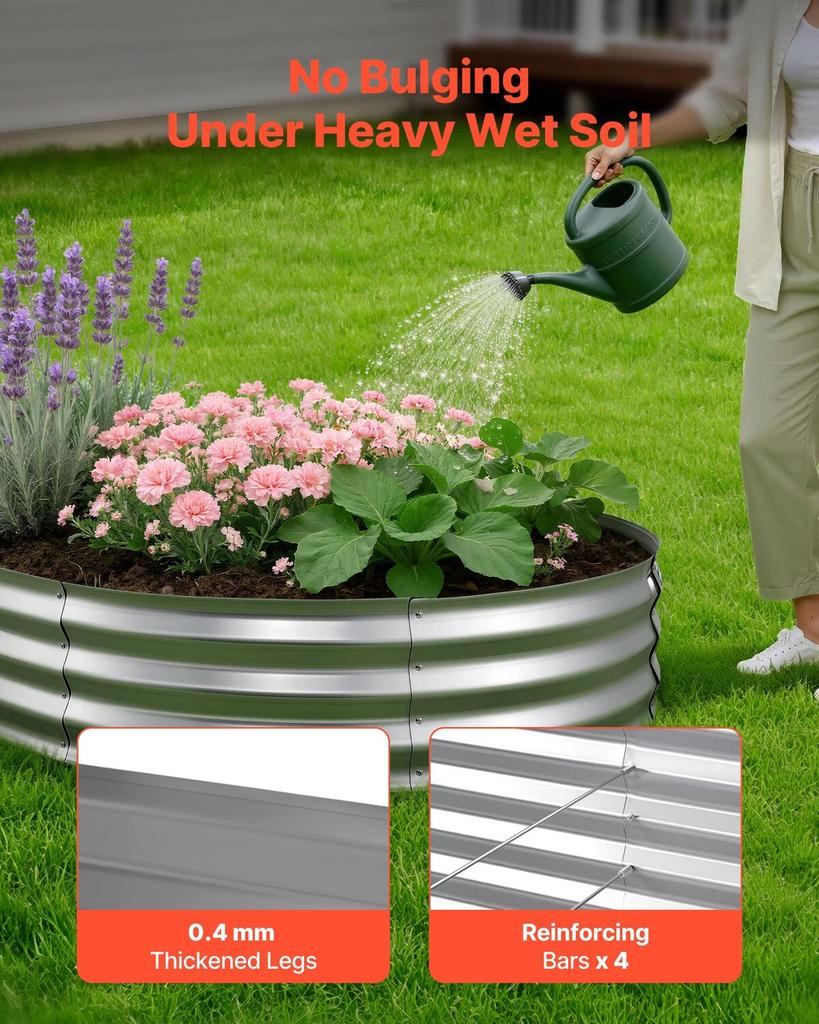 Galvanized Raised Garden Bed, 240 X 120 X 30 Cm, Oval Metal Planter Box Kit Outdoor, Bottomless Elevated Garden Box with Gloves, Rustproof Alu-Zinc,