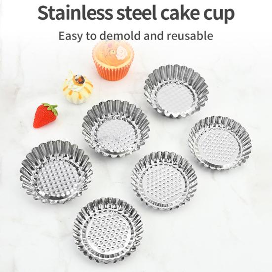 

4 шт. чашки для торта, антипригарные многоразовые формы для изготовления яиц из нержавеющей стали «сделай сам», вкусный цветок, формы для изготовления пирогов