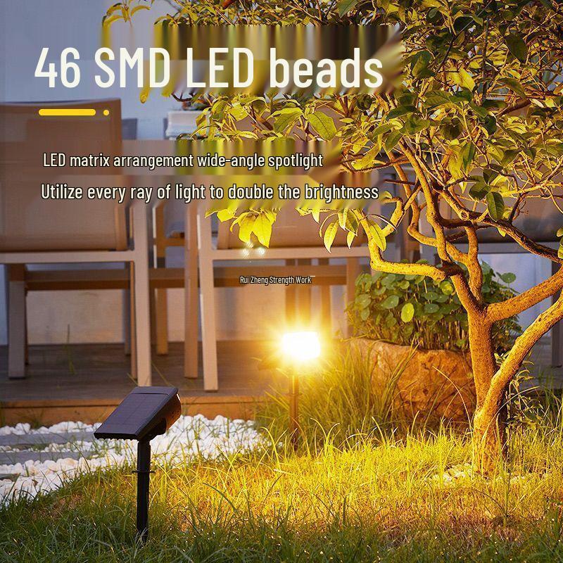 Waterproof Solar Spotlight for Garden Landscape - Super Bright Outdoor Lawn and Tree Light with Ground Plug